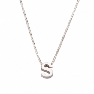 Witgouden letter ketting S